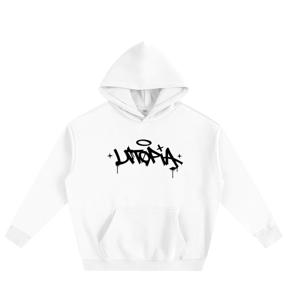 Utopia “NO PERFECT WORLD”  hoodie in white