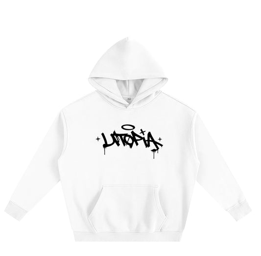 Utopia “NO PERFECT WORLD”  hoodie in white