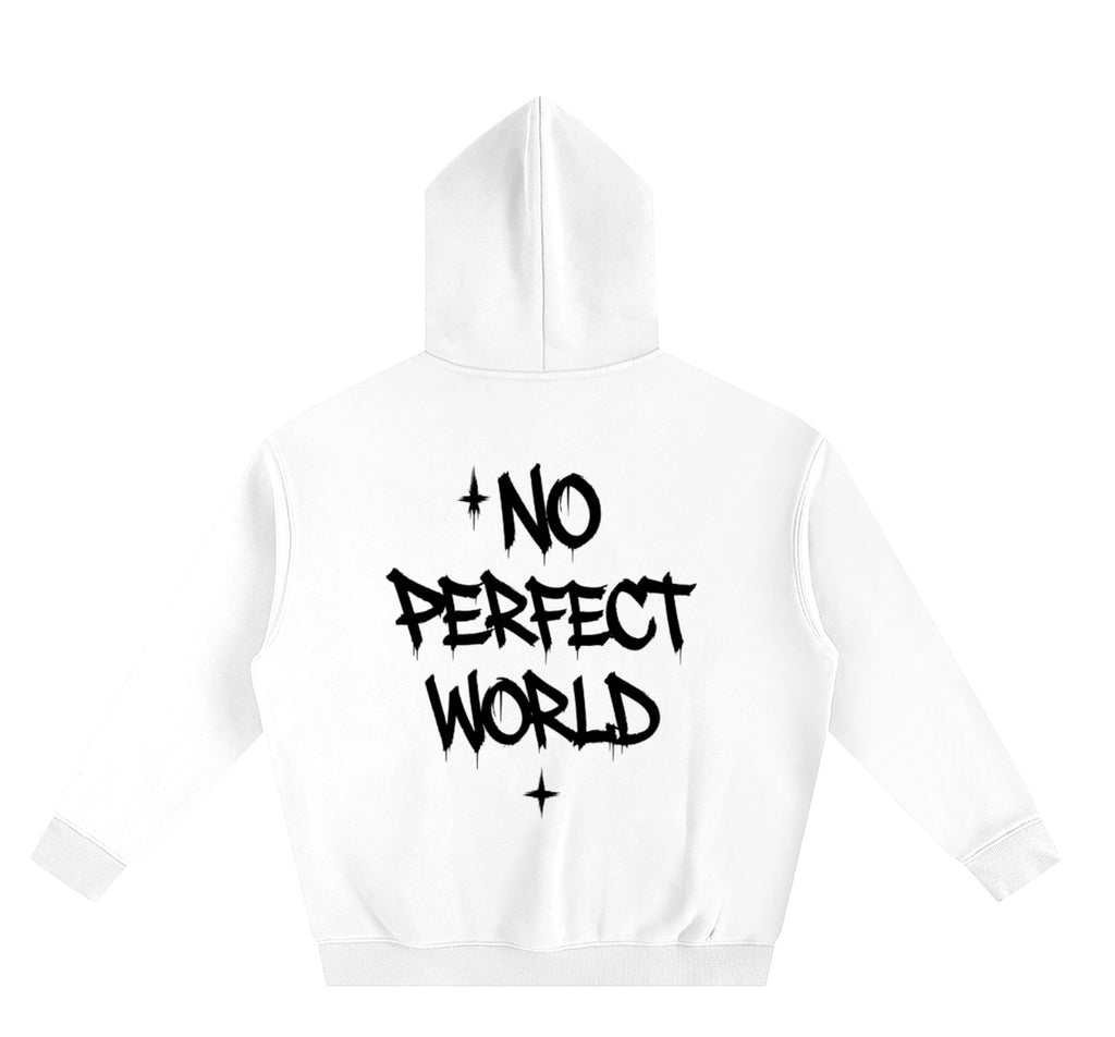 Utopia “NO PERFECT WORLD”  hoodie in white